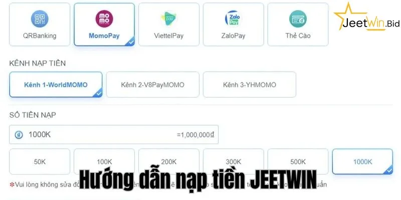 Nạp Tiền Jeetwin - Hướng Dẫn Cực Nhanh Với Vài Bước Cơ Bản 2 Chi tiết nạp tiền Jeetwin cực đơn giản và dễ hiểu cho bet thủ.